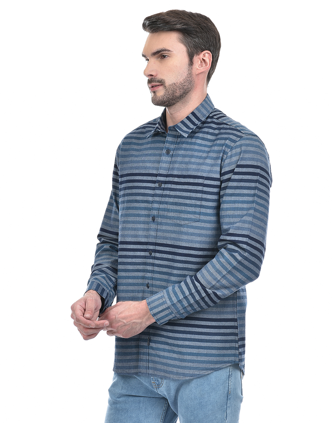 Numero Uno Men Striped Blue Shirt